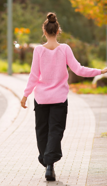 Troody basic comfy fit pullover roze